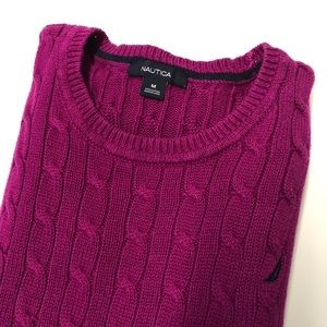 Nautica Pink Cable Knit Sweater Size Medium